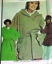 5245  McCalls 1975 BOXY HOODED COAT, JACKET,BELT PATTERN 14-16 or Small 10-12 choice uncut